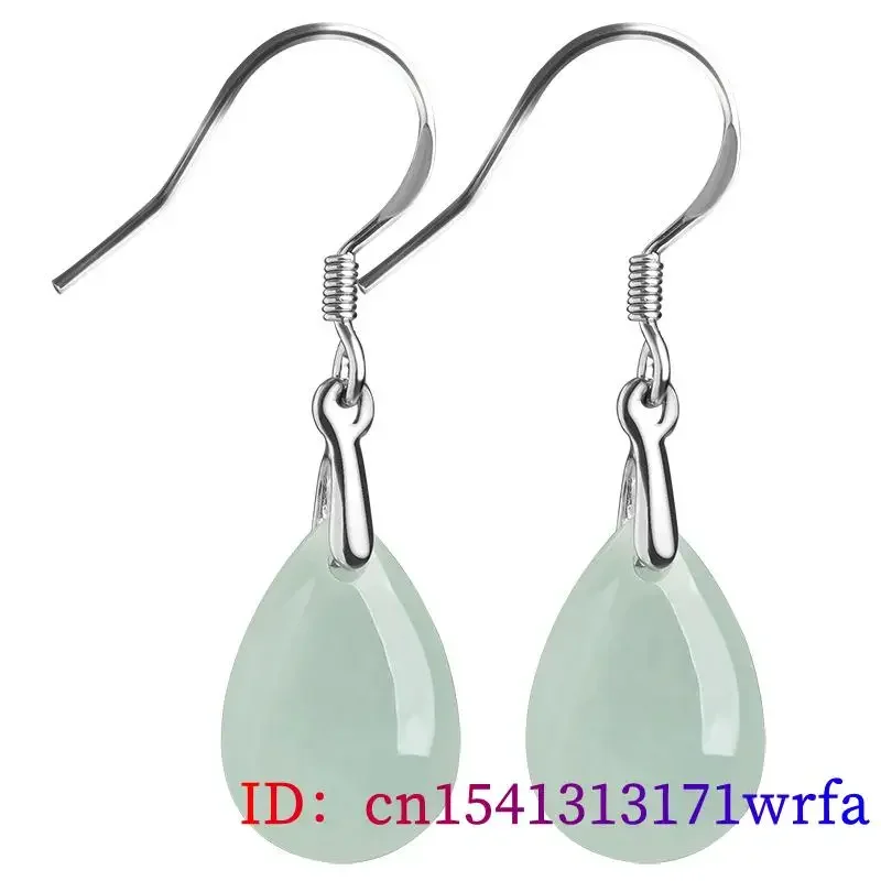 Burmese Jade Water Drop Earrings Women Gemstones Certificate Natural Charms Jewelry Gift Luxury Gifts Green 925 Silver Amulets