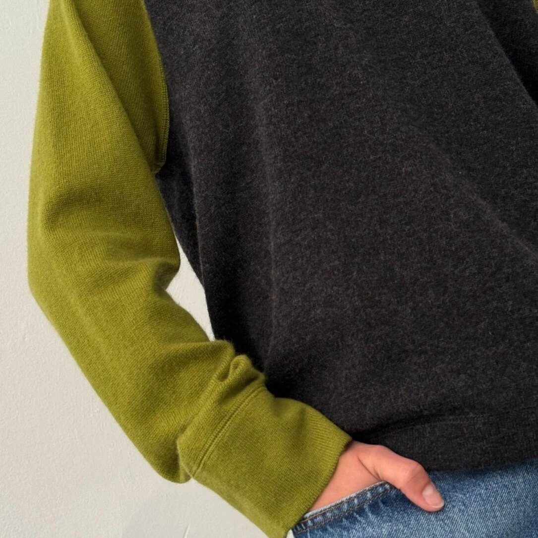 

Женский лоскутный осенне-зимний вязаный свитер с длинным рукавом и круглым вырезом, трикотажные топы контрастного цвета