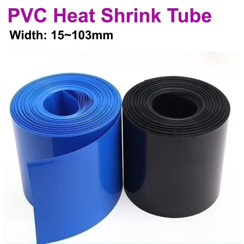 2/3/5/10/20/30M PVC Heat Shrink Tube 18650 Width 15mm ~ 103mm Insulated Film Lithium Case Heat Shinkable Sheath Shrink Wrap