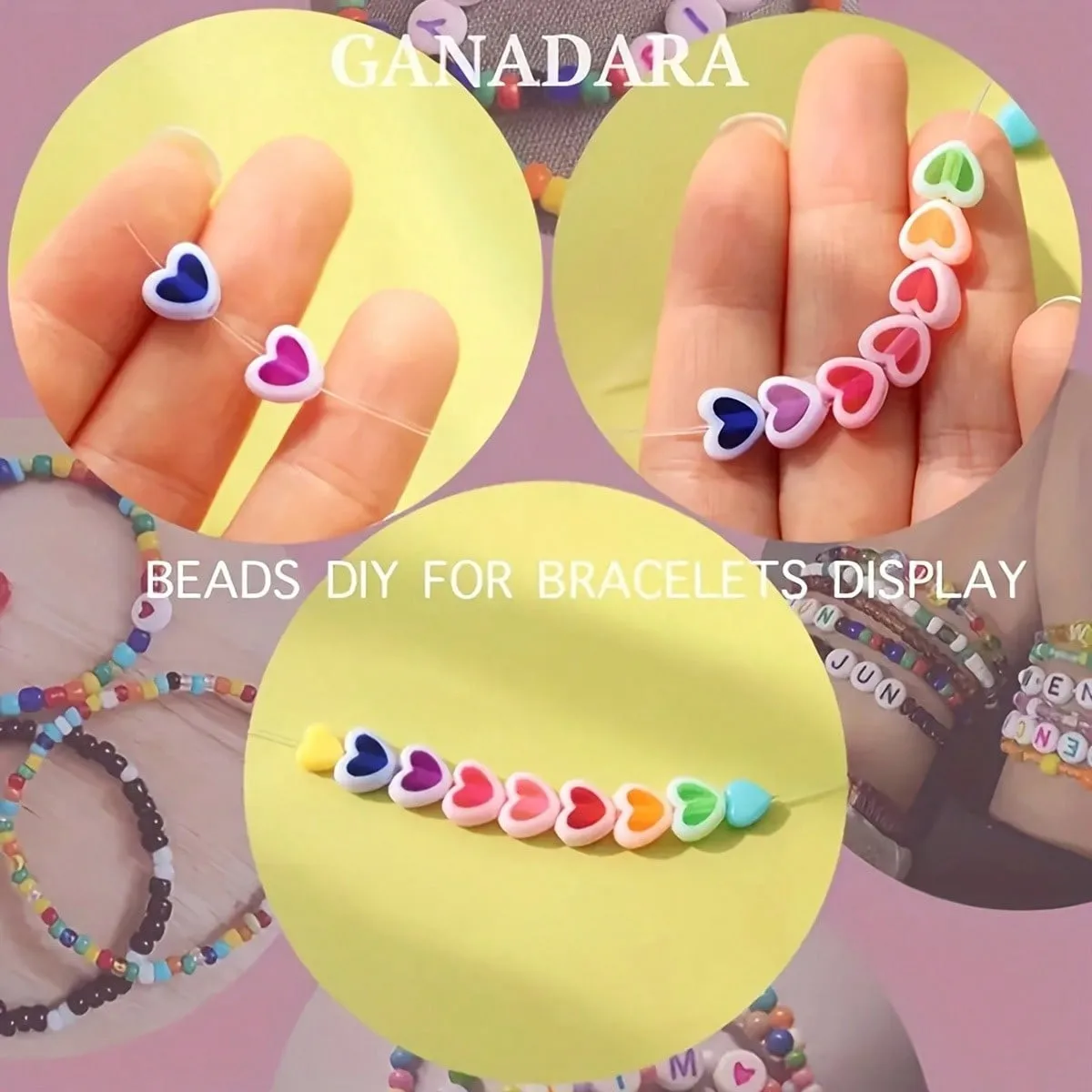 8 mm, 188 Stück, 8 Farben, lila und gemischte pfirsichfarbene Herzperlen für die Herstellung von DIY-Handarbeiten, Kleinunternehmensbedarf – Detail 9