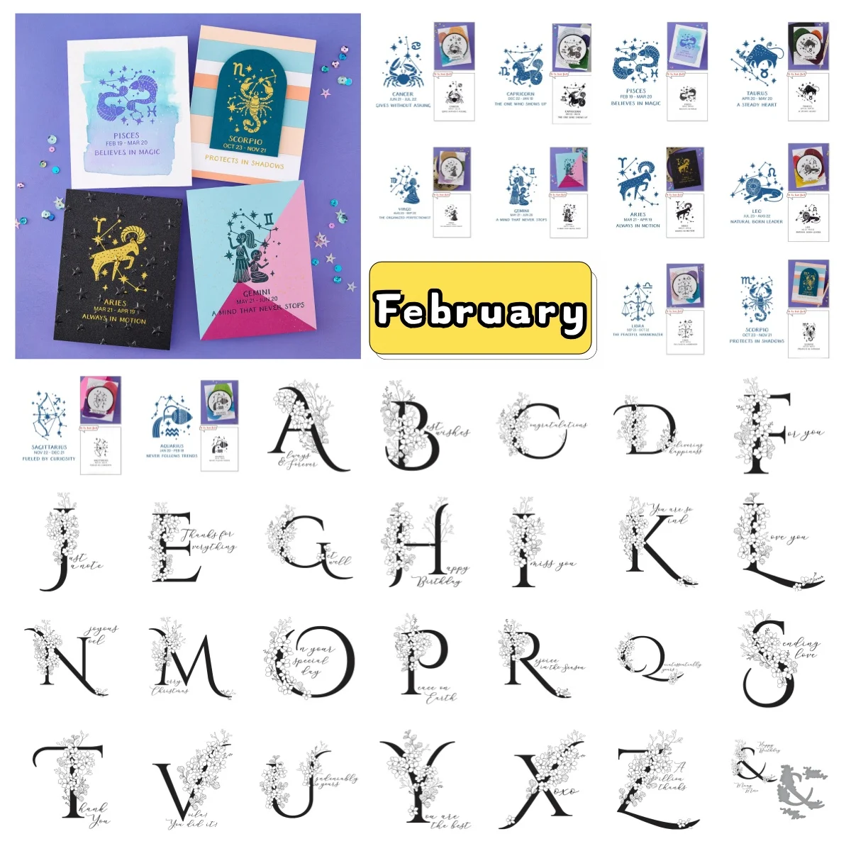 

2026 Constellation Alphabet Collection Press Plate for DIY Making Card Scrapbook Embossed Paper Album Craft Supplies Template