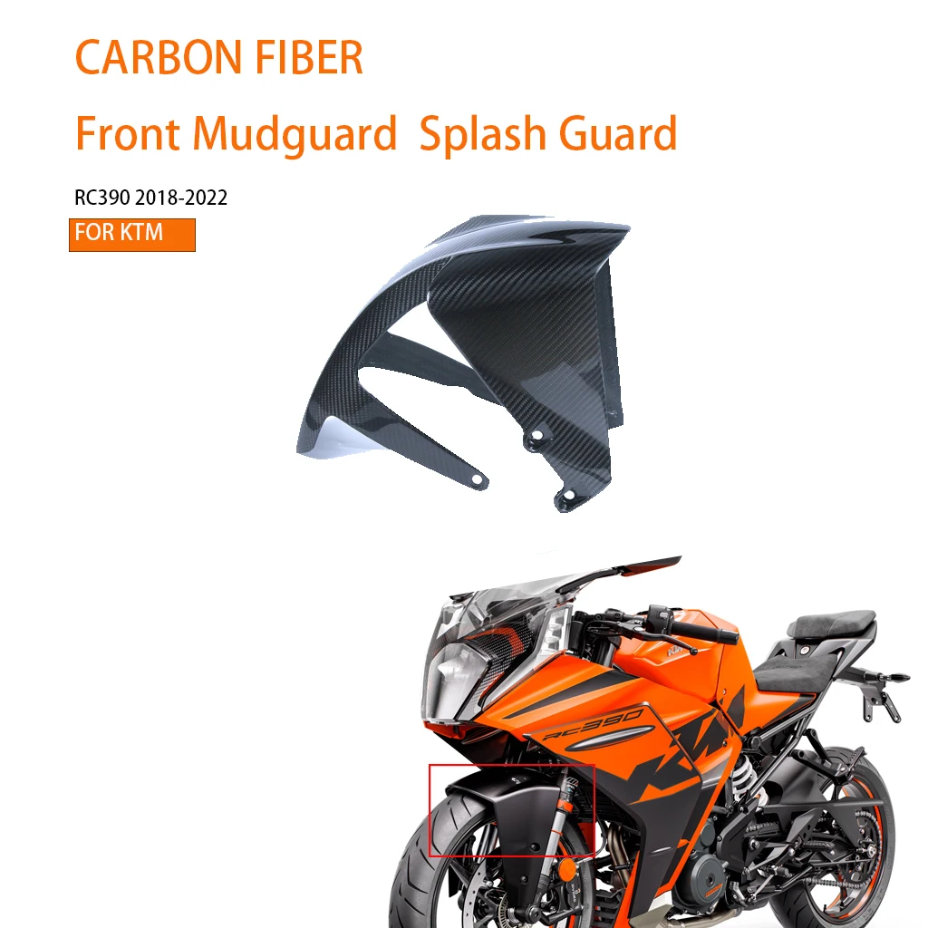 Front Fender Cover Protector For KTM RC390 2018-2022 3K Carbon Fiber Mudguard  Splash Guard Wheel Hugger Motorcycle Accessories