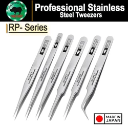 RHINO Stainless Steel Tweezers Tool with Precision Straight Curved Tip for Electronics,Soldering,Jewelry-Making,Craft RP- Series