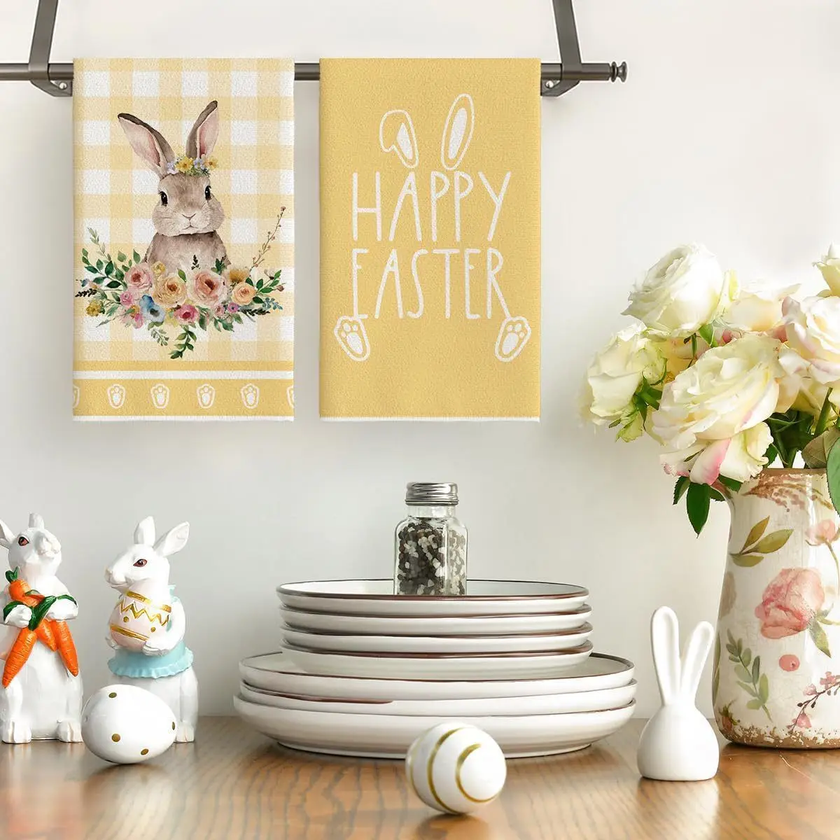 Easter kitchen towels, absorbent dishcloths, holiday-themed decorations, hand towels for drying, household cleaning cloths