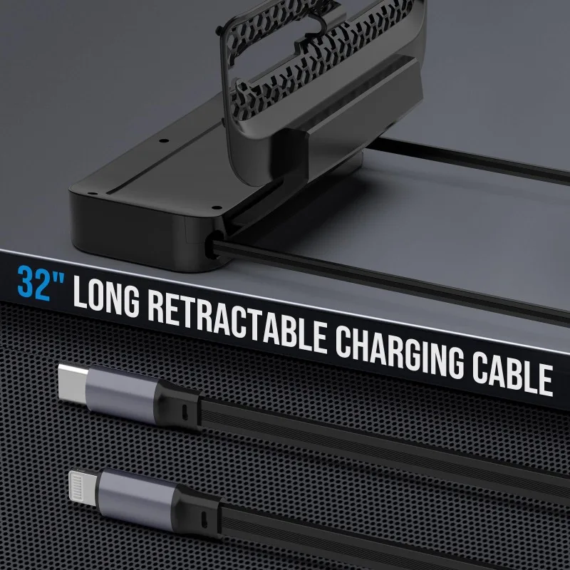For Tesla Model 3/Y Rear Vent Docking Station with Retractable Charging Cable Fast Charging USB Hub Vent Phone Charger
