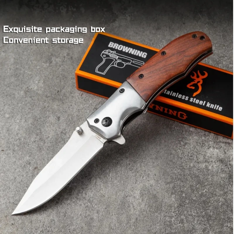 Outdoor Portable Da51 Portable Foldableing Knife Camping Style Mountaineering Portable Multi-Purpose Wooden Handle Tactical Camping Style