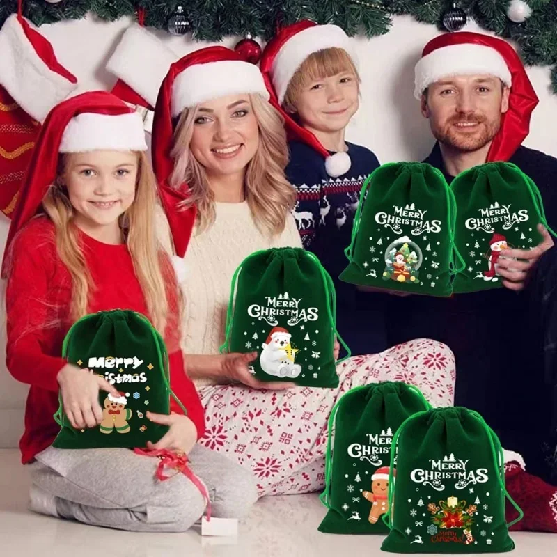 عيد الميلاد كوكي كاندي الرباط أكياس قابلة لإعادة الاستخدام هدية تخزين الحقائب عيد الميلاد عطلة حزب صالح أكياس للاحتفال ديكور