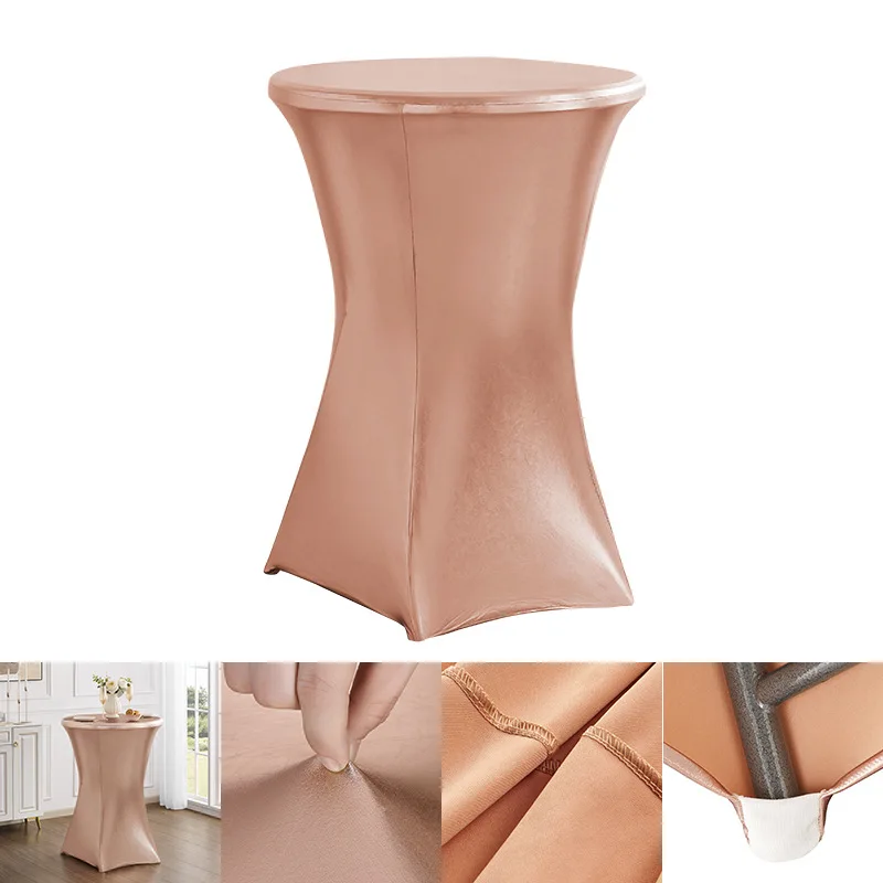 Metallic Spandex Table Cloth Cocktail Table Cover For Wedding Event Party Decoration,Elastick Tablecloth for Banquets