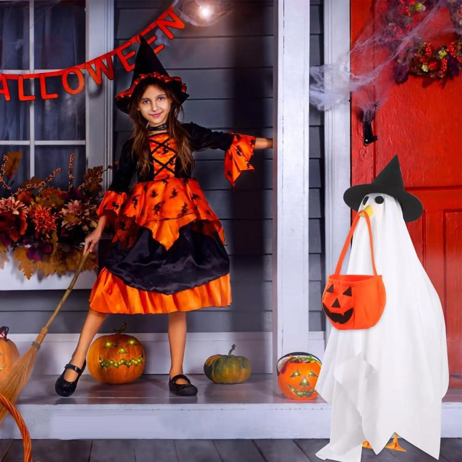 Porch Geese Ghost Outfit Lawn Geese Festival Ghost Clothes Yard Statue Clothing For Courtyard Garden Fall Season Homeowners