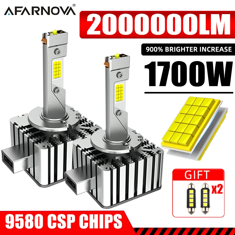 

2Pcs D3S D1S Led Headlight HID Xenon Bulb 1:1 D2S D4S Canbus 1700W 2000000LM Auto Light D2R D4R D1R D3R Fog Light Plug Play 12V