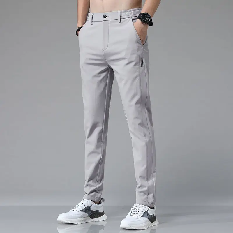 Spring Autumn New Fashion Elastic Waist Pockets Solid Men's Clothing Korean Loose Simplicity Zipper Versatile Thin Casual Pants
