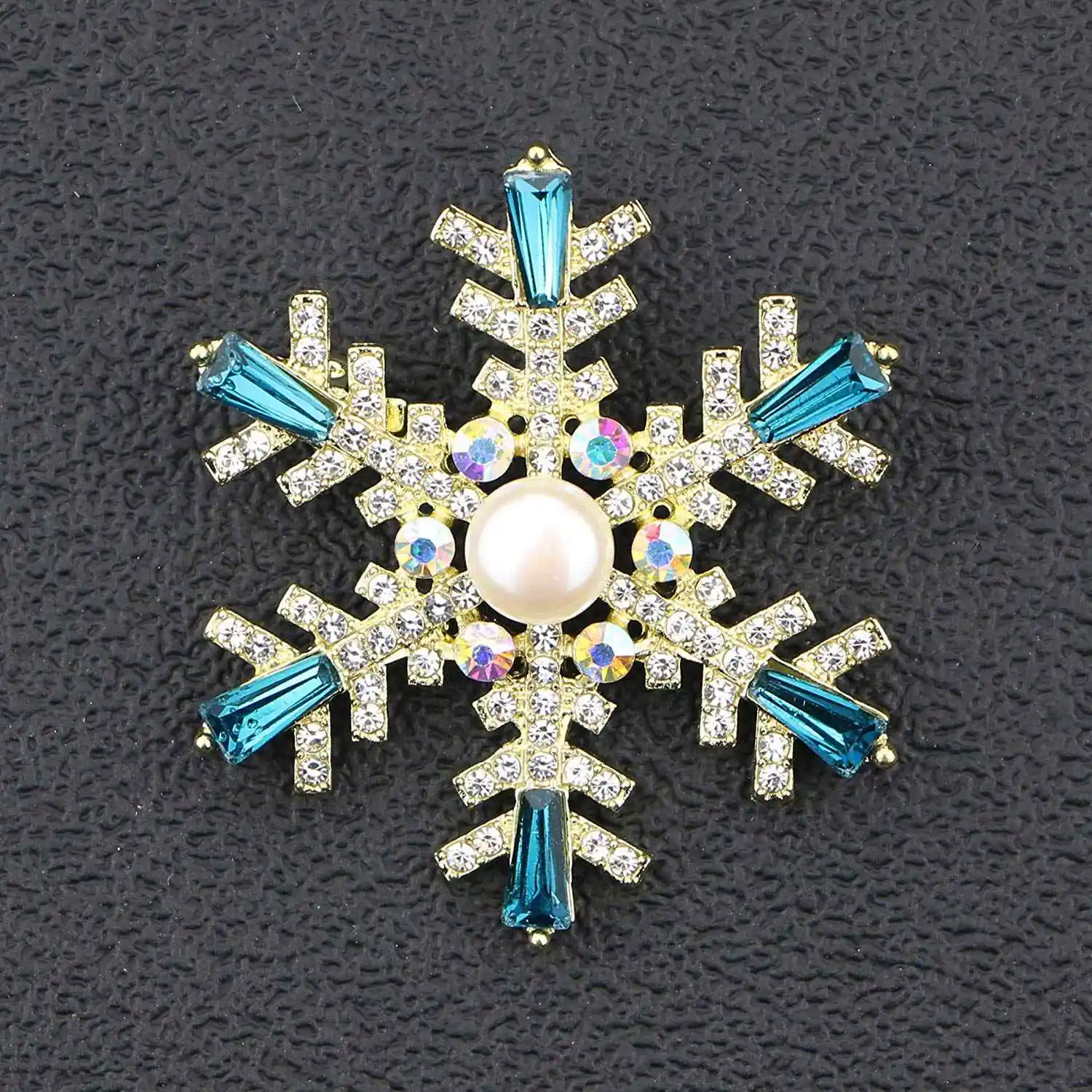 Broche de perlas exquisito a la moda para mujer, copo de nieve, joyería de perlas naturales perfecta para fiesta