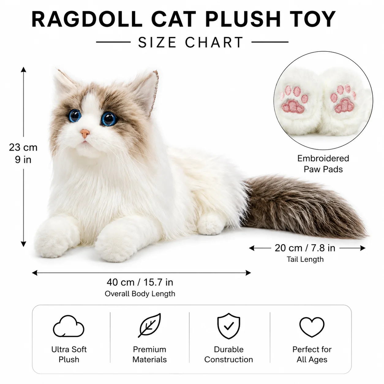 Lebensechte Plüsch Spielzeug Katze Weiche Simulation Katze Puppe Kinder Geschenk Ältere Begleiter Komfort Nette Haustier Modellierung Puppe – Detail 2