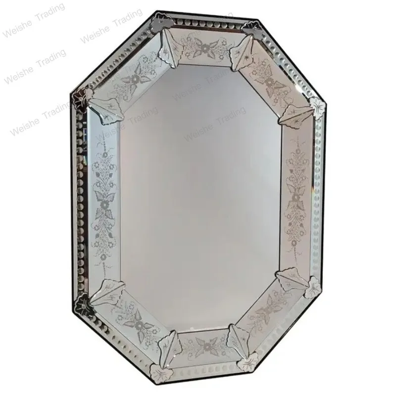 

Vintage engraved bathroom mirror, bathroom wash mirror, dining side wall hanging decorative mirror, bedroom makeup mirror