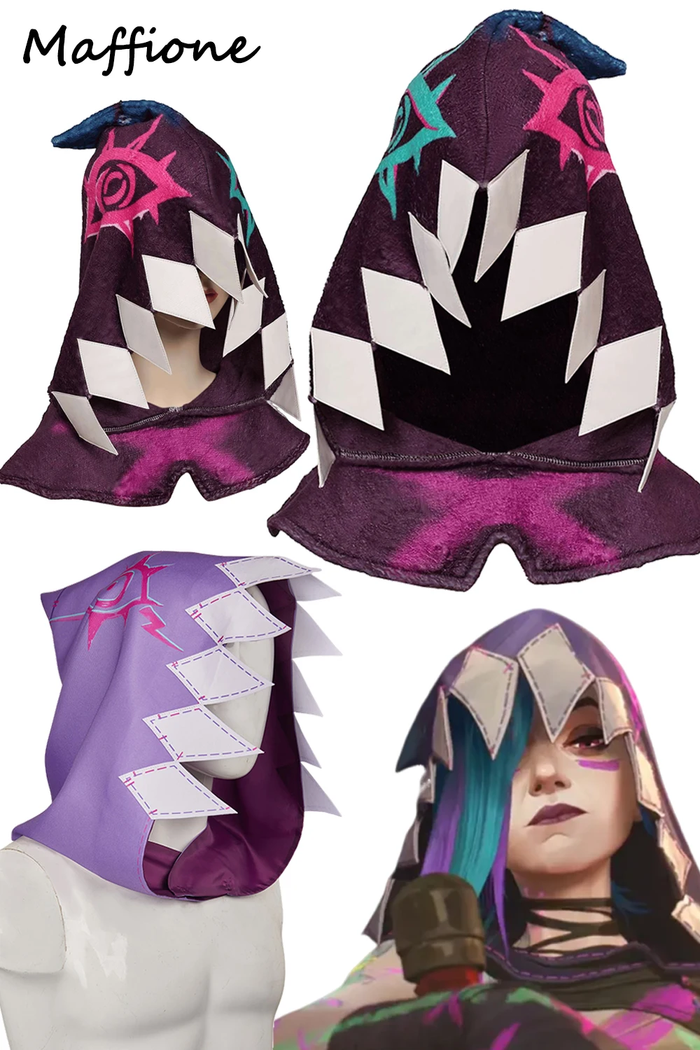 

Jinx Arcane Hat Косплей Фиолетовая фланелевая шляпа с принтом Аксессуары для костюмов Игра LoL TV 2, головные уборы, повседневные уличные шляпы, кепка на Хэллоуин