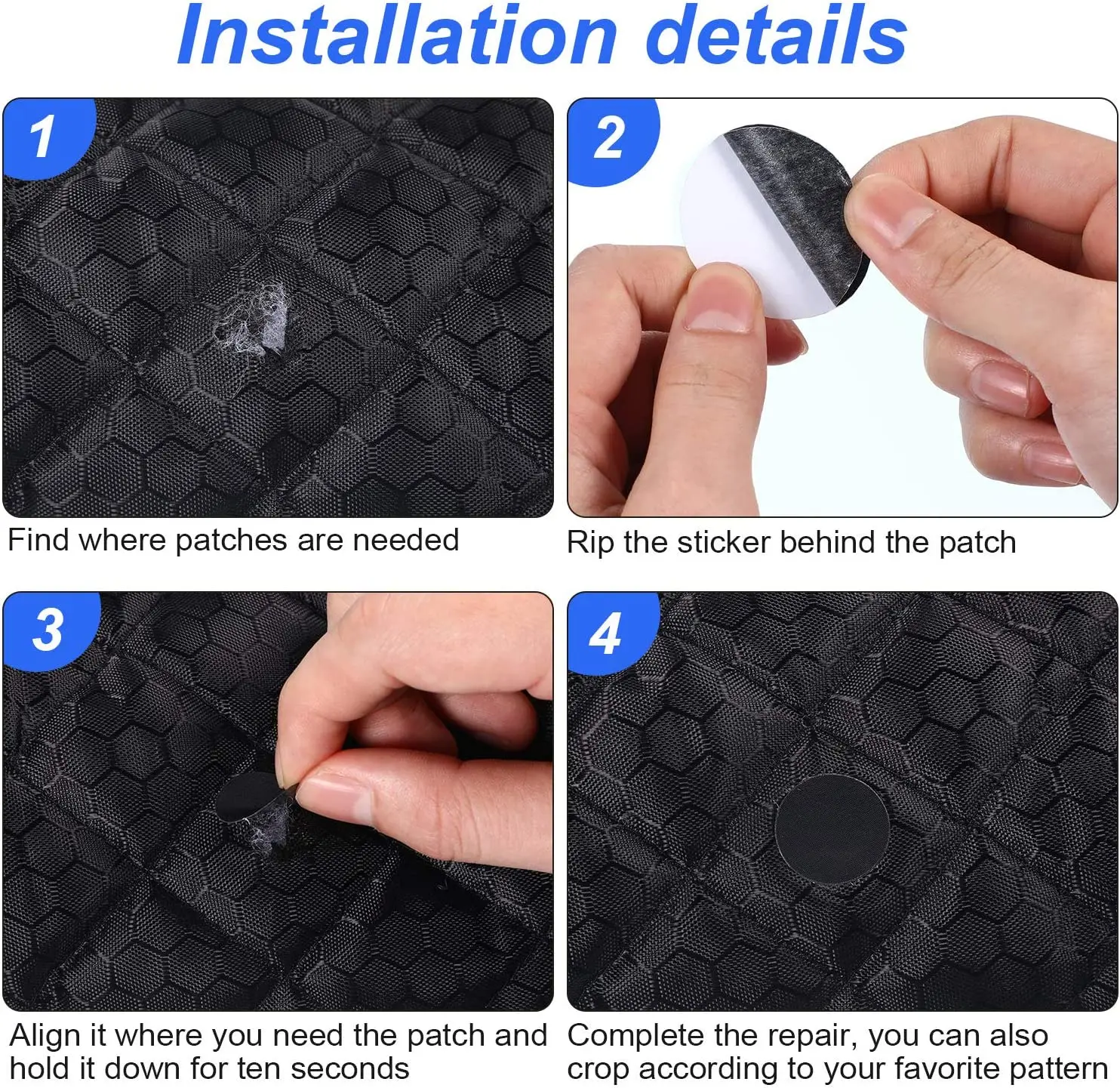 Self Adhesive Black Patches For Down Jackets Pants Coats Repair Washable Patch Raincoat Umbrel Clothes Bag Stickers Appliques