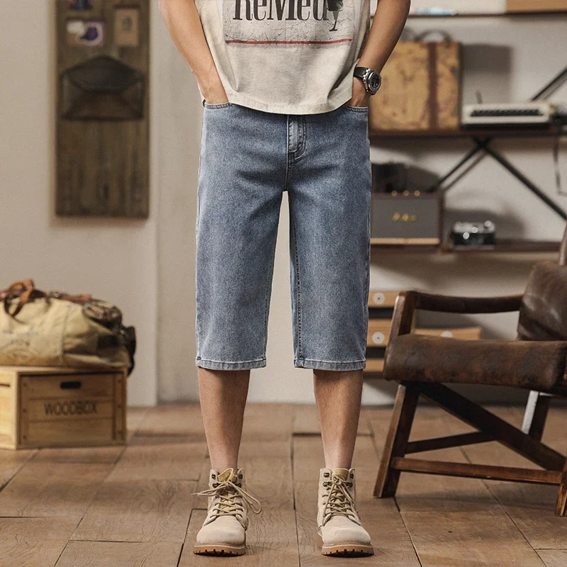Y2k Gothic washed loose straight casual couple shorts sweatpants 2025 New American retro cropped men wide leg jeans