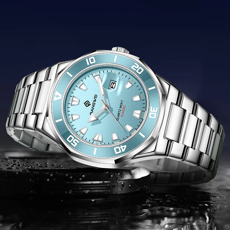 BANGWEI 2025新作クォーツ腕時計 スポーツカジュアル高級メンズ腕時計 レディース防水夜光スチールカップルウォッチ時計