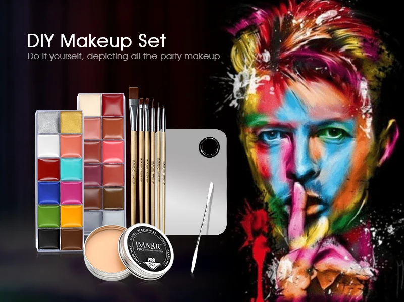 IMAGIC Professional Makeup Cosmetics 1 X12 Colors Body Painting+Skin Wax+professional makeup remover Makeup Set Tools