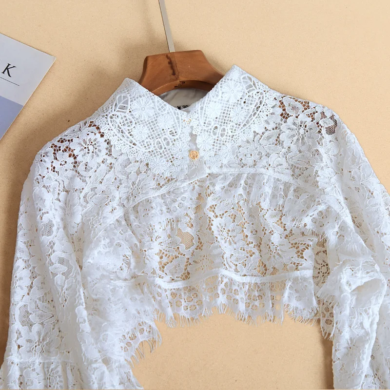 Women's New Fake Collar Lace Shirt Collar Korean Fashion Long Sleeve Shirts Fake Collar Blouse Women Clothes Accessories