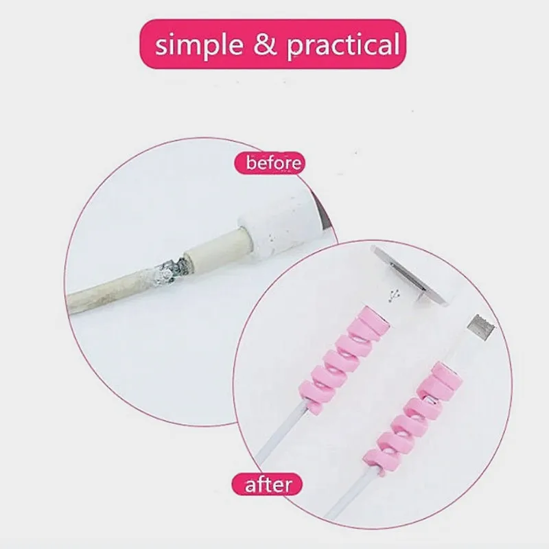 10Pcs Silicone Spiral Cable protector for iphone Usb Charger Cable Winder Protection Anti-break Protective for Samsung Android