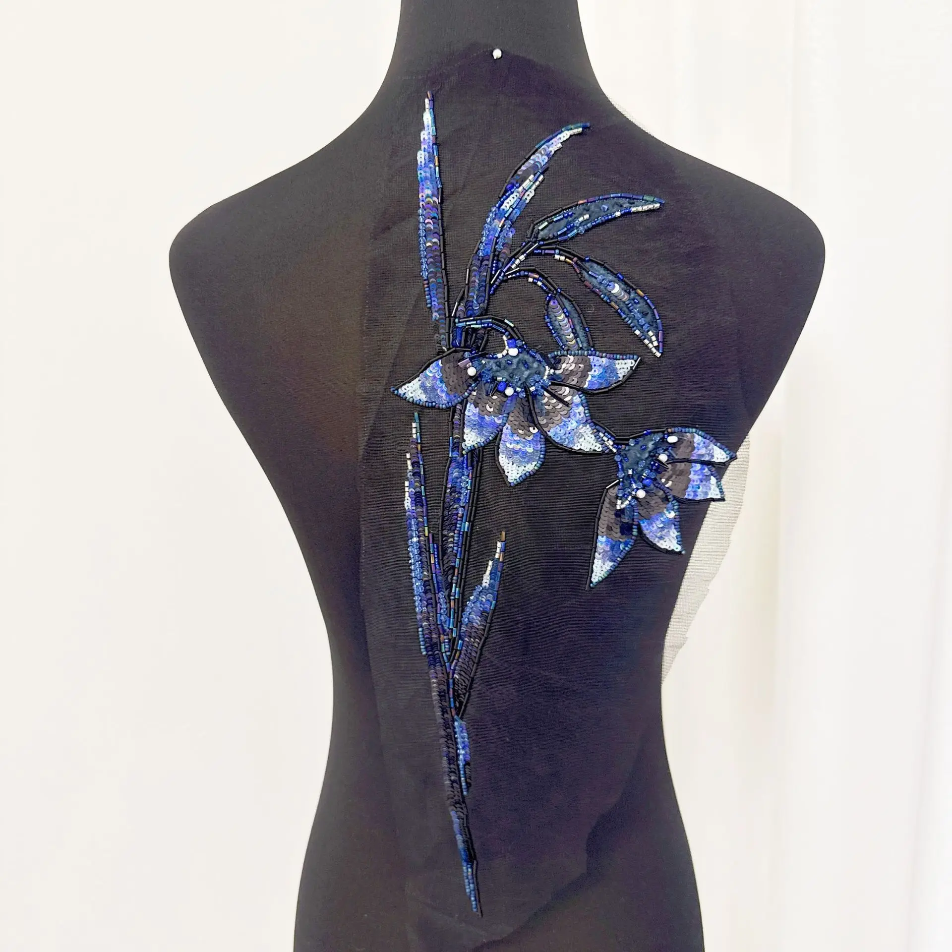 Adorno de Seda India para Uñas, Hecho a Mano, con Cuentas y Flores Tridimensionales, para Vestidos de Boda, Espectáculos y Baile