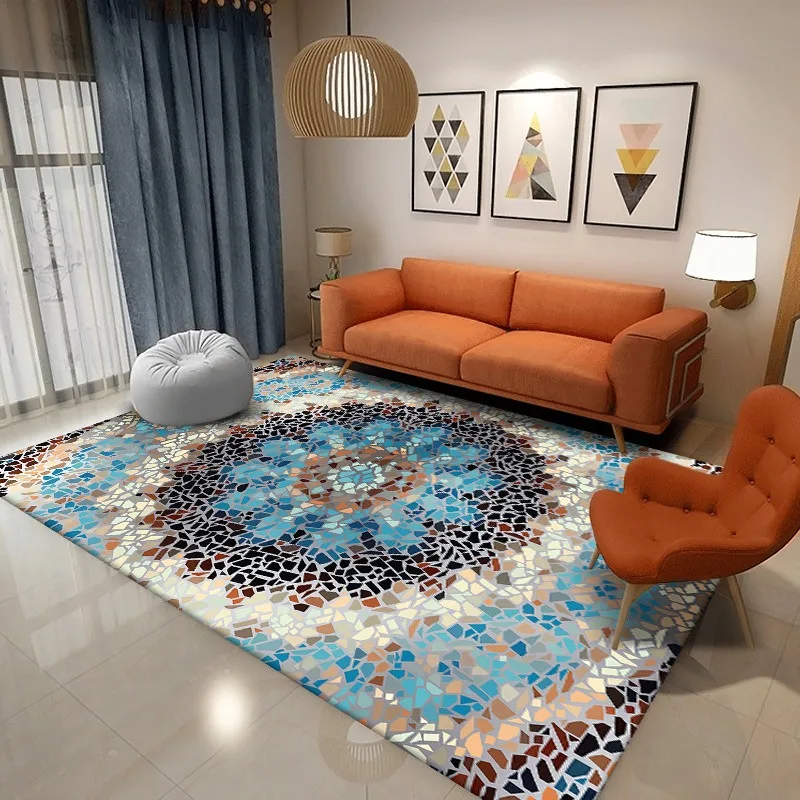 Simple Coffee Table and Sofa in The Living Room, Bedside Blanket in The Bedroom, Home Carpet Pad