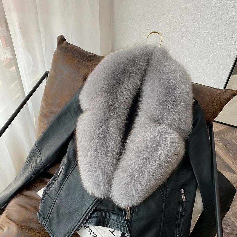 Real Fox Fur Collar Fur Scarf Women Men Winter Coat Fur Trim For Hood