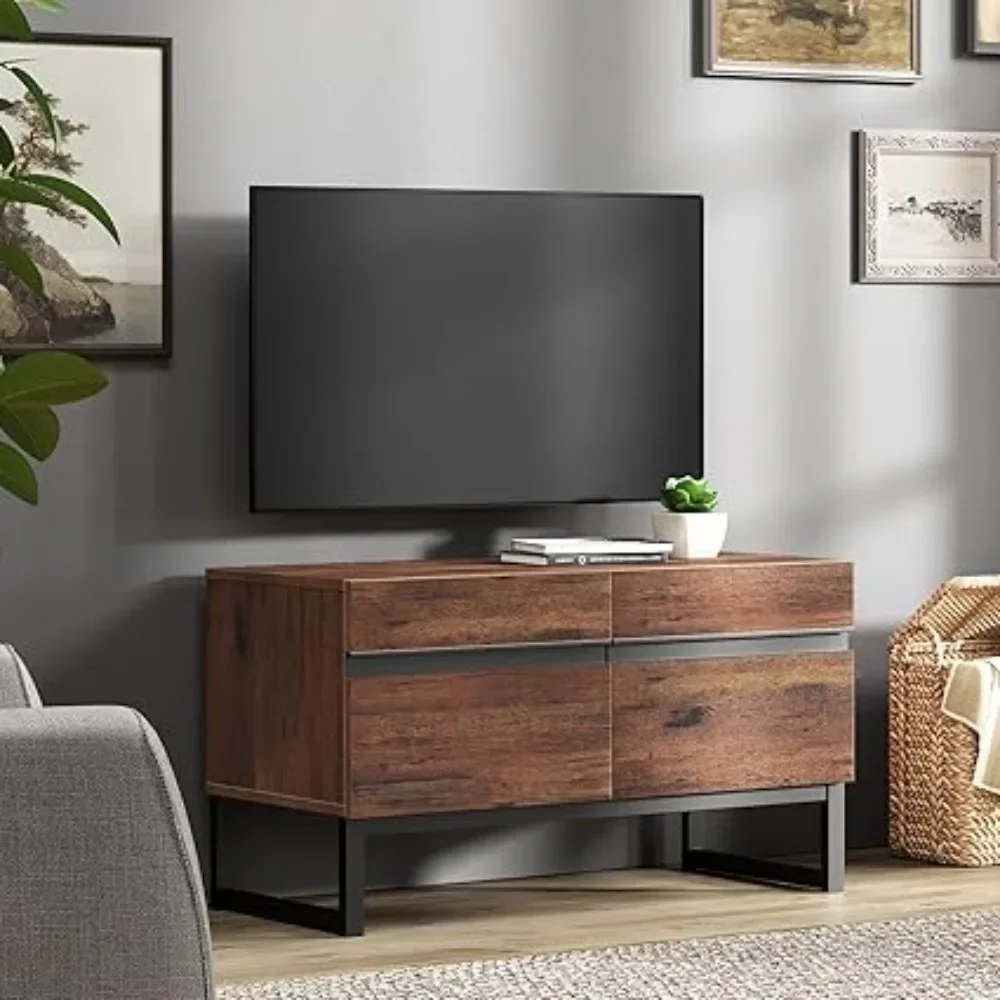 1 Modern TV Stand for TVs up to 110 inch, Wood Entertainment Center TV Console with Storage Cabinets and Metal Base