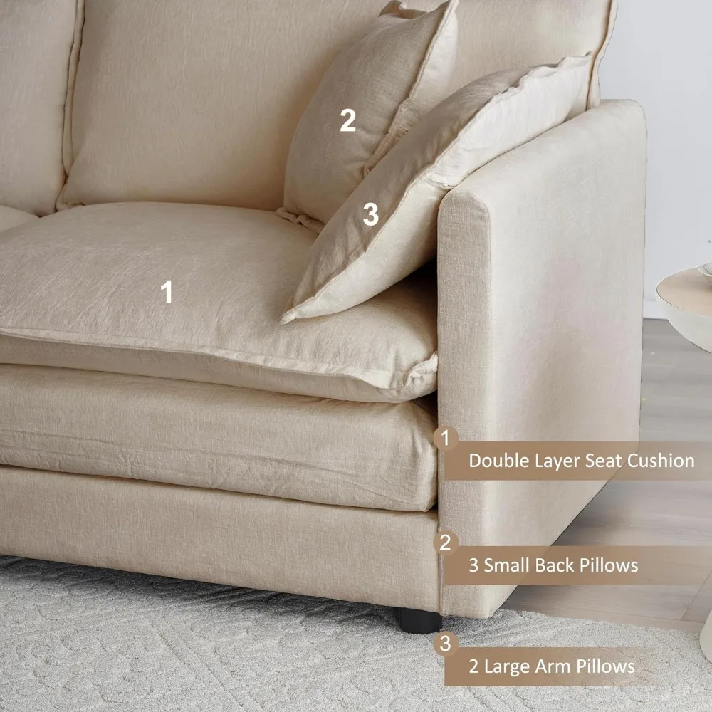 cloud sofa76.7Deep Seat Cloud Loveseat Sofa Sectional Couch with Ottoman, Large 2 Seater Modular L Shaped Sofa76.7x57.4x33inches image 5