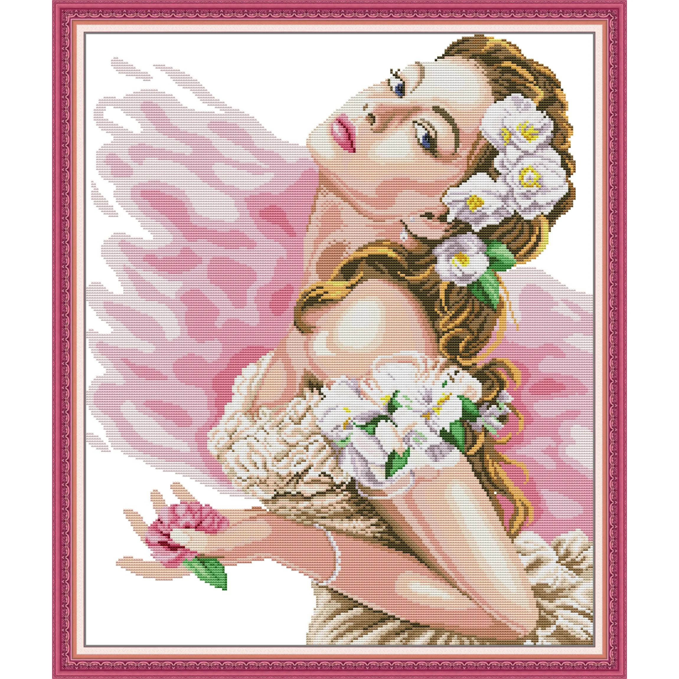 

Soulgift News Набор для вышивки крестом с предварительной печатью, штампованная ткань Aida с нитками DMC, набор для вышивания - Lady of The Camellias