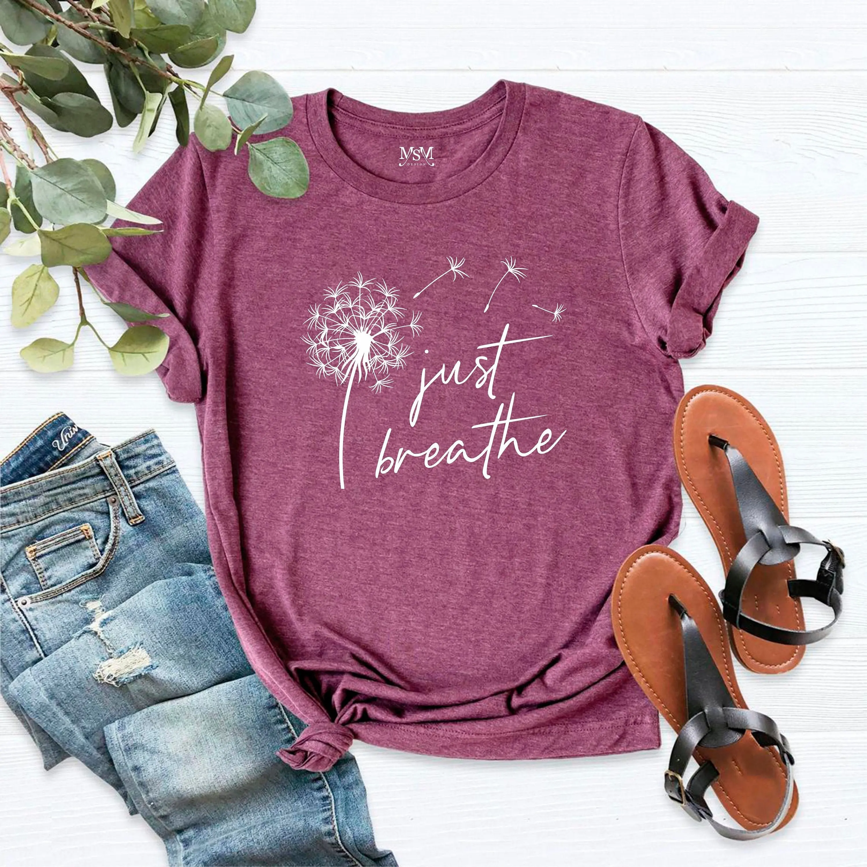 Just Breathe T Shirt Dandelion Meditation Yoga