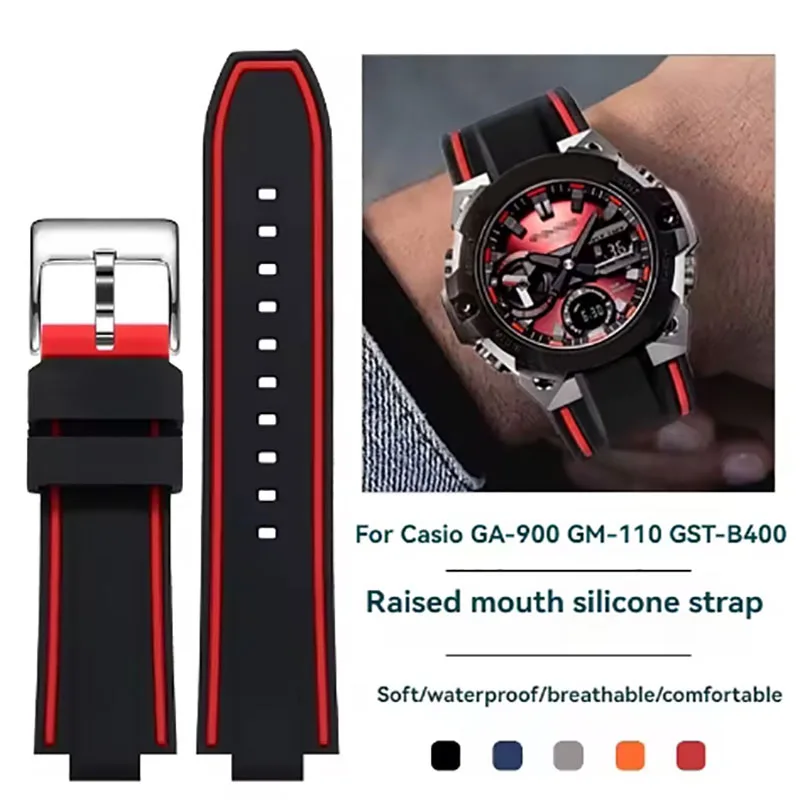 

Silicone Watch Strap for Casio GA-900 GM-110 GST-B400 GST-B200 Steel Heart Waterproof Rubber Watchband 24x12mm 24x14mm 24x16mm