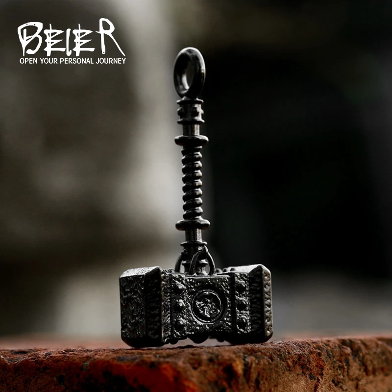 BEIER Norse Viking Tomahawk Pendant necklace  mjolnir pendant North Necklace Stainless Steel Chain Necklace  Jewelry BP8-482