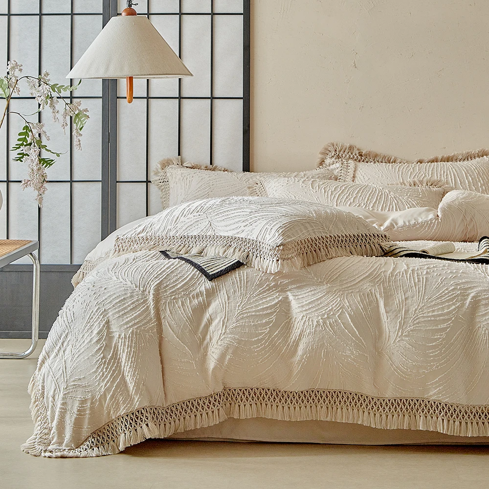 Duvet Cover Bedding Set Twin Full Queen King Size 135x200 Nordic Quilt Cover 240x220 Double Single Tassel Wind Bed Linen 200x200