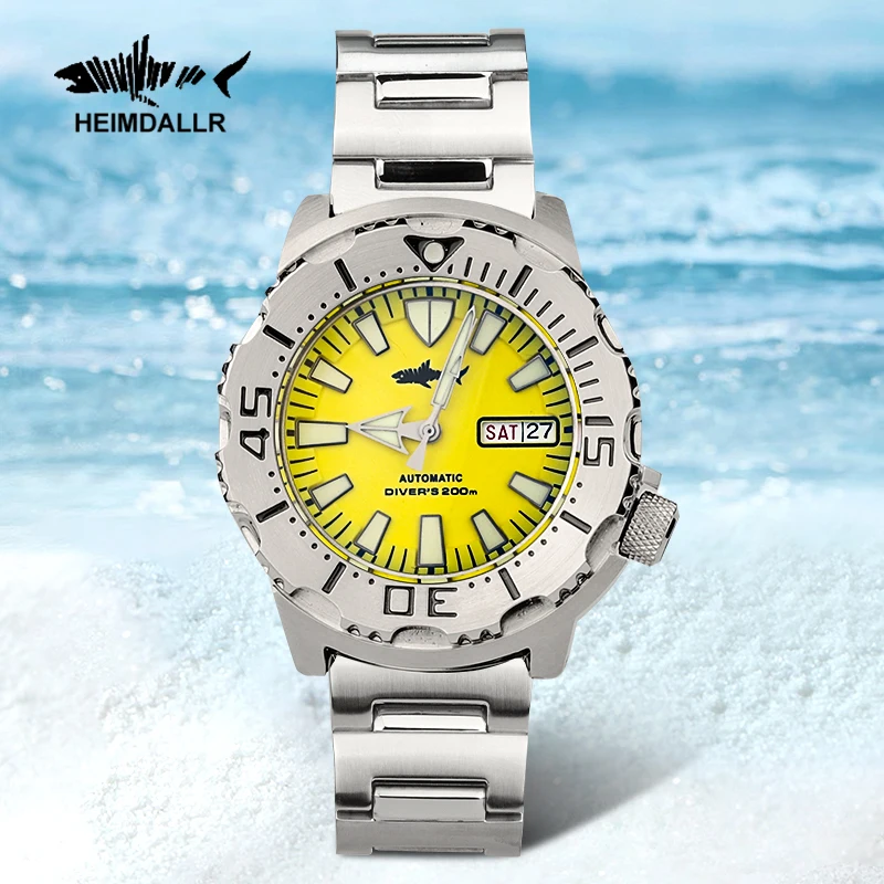 Heimdallr Monster V2 Watch For Men C3 Luminous Dial Black PVD Coated Case NH36 Automatic Mechanical Diving Watch 200M Wristwatch