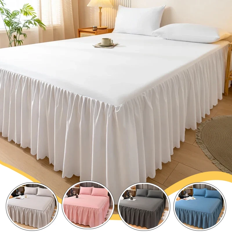 

Single Piece Anti Slip Solid Color Bed Skirt Bed Fitted Sheet Bedcover Mattress Protection Cover Bedskirt Pillowcase Bedding 1PC