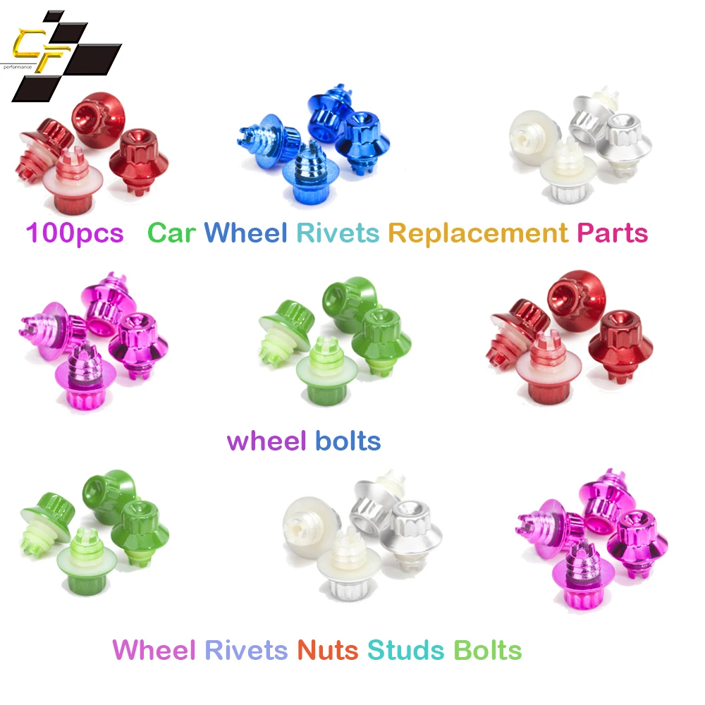 

100pcs 13mm Universal Car Wheel Nuts For Rim Lip Screw Bolt Tires Replacemen Decorationt Exterior Accessories Multiple Colour