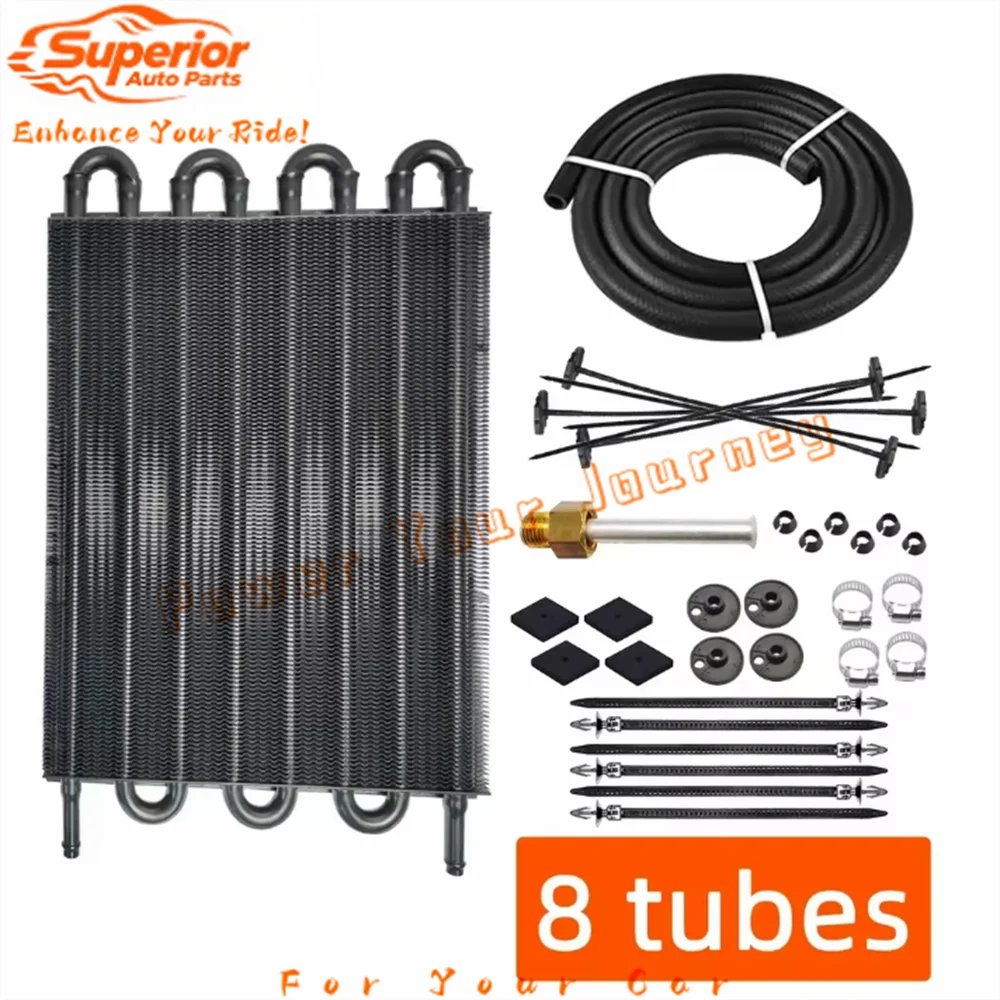 

8-Tube Reinforced Transmission Oil Cooler: Fits Hyundai, Mitsubishi, Nissan (JF011E, RE0F10A, F4A232) - Durable Radiator