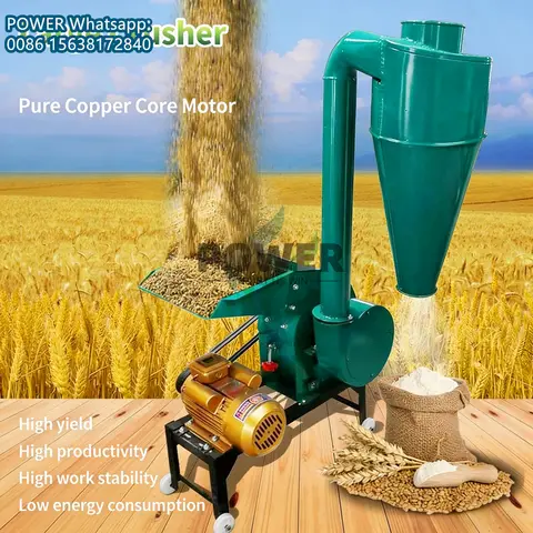 300-400KG/H Small Animal Feed Hammer Mill Home Use Corn Maize Grain Grinder Alfalfa Hay Grass Crushing Machine