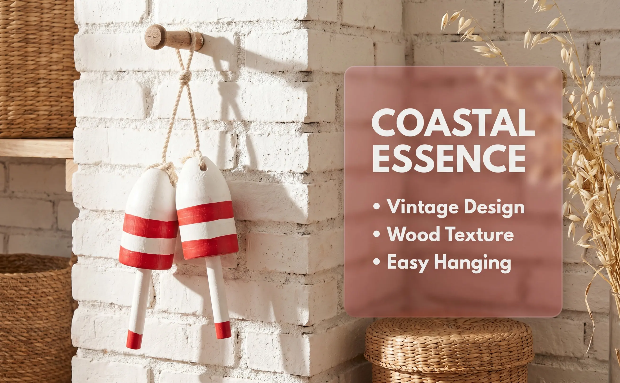 Fine Workmanship Mediterranean Wooden Wall Hanging Float Nautical Vintage Decor to Refresh Your Living Art