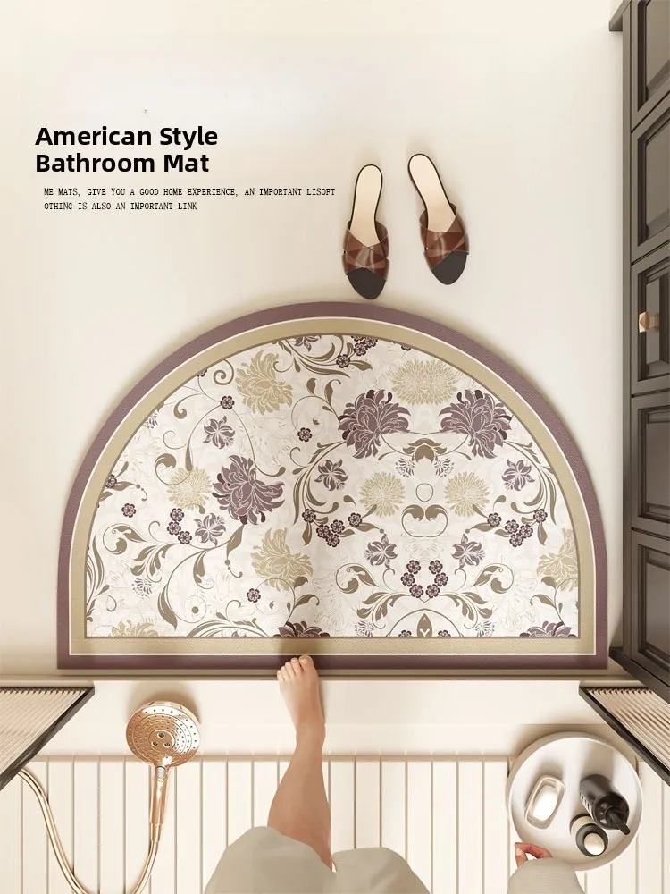 

Premium American Sle Semi-Circular Batoom Mat Bath Room Anti-Slip Foot Pad Toilet Qui-Drng Silicon Dendroid Carpet