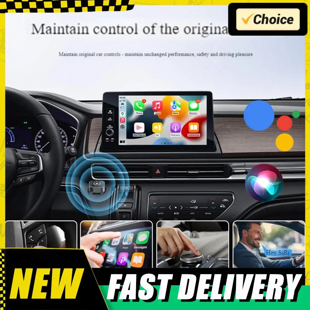 CarPlay/Andriod Auto 2 in 1 AI Smart Box Car Intelligent Wireless CarPlay محول Carplay AI Box التوصيل والتشغيل صندوق السيارات