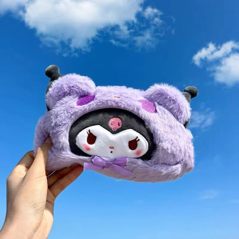 Kawaii Sanrio Plush Pencil Case Cinnamoroll Kuromi Makeup Bag Large Capacity Stationery Cosmetics Pencil Pouch Storage Bag Gift