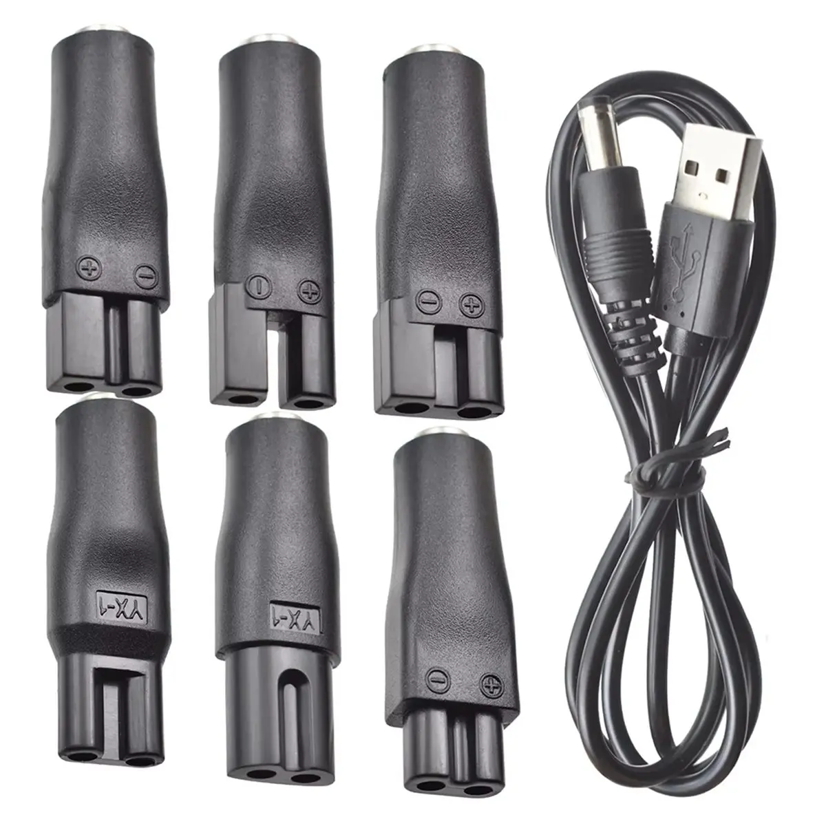 DT60 7 PCS Power Cord 5V Replacement Charger USB Adapter for Electric Hair Clippers, Beard Trimmers, Shavers, Beauty Instrum