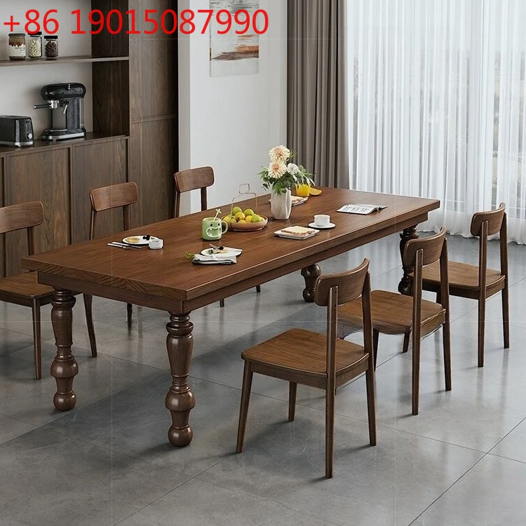 

Rural retro solid wood dining table Computer office reception Home multi-person dining table