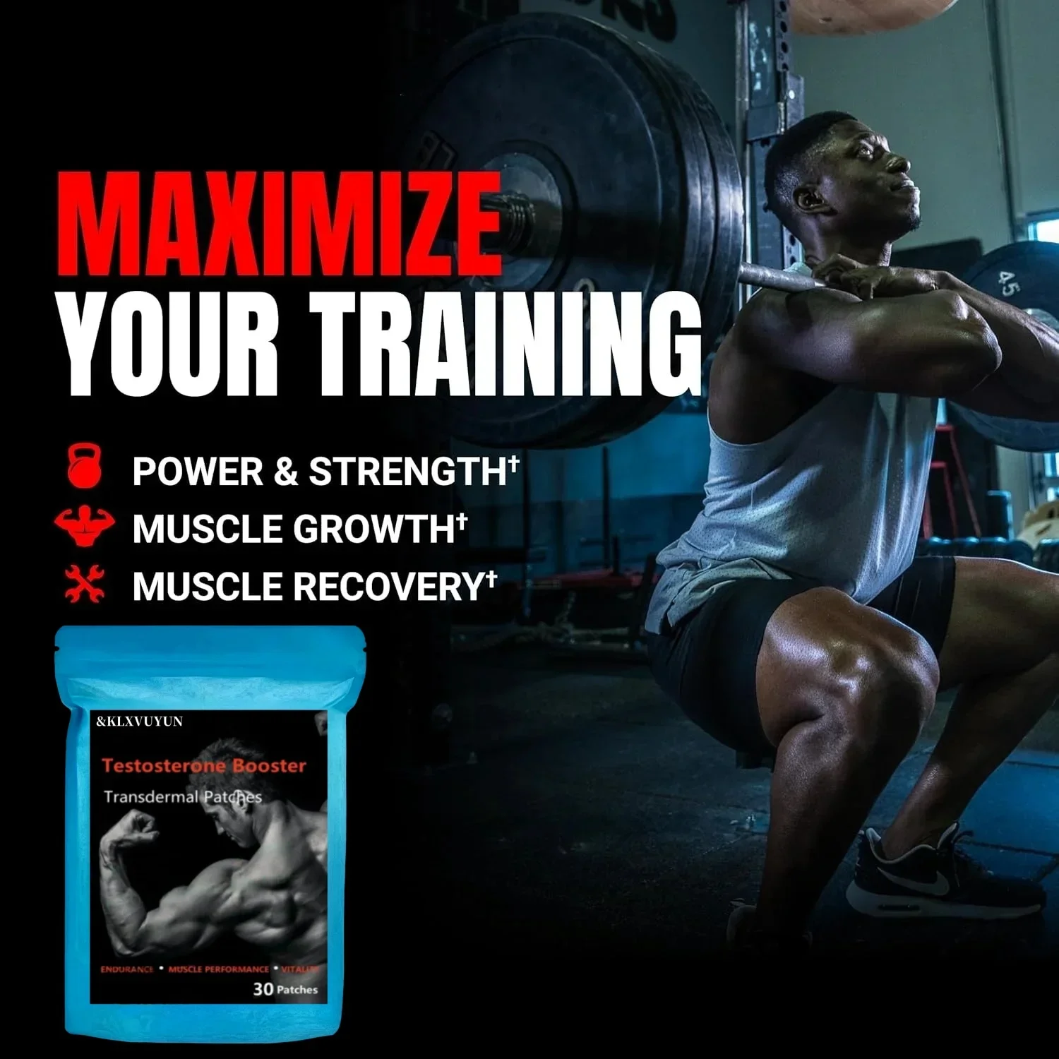 Testosterone Booster Transdermal Patches For Men, Maca, Ginseng, Saw Palmetto