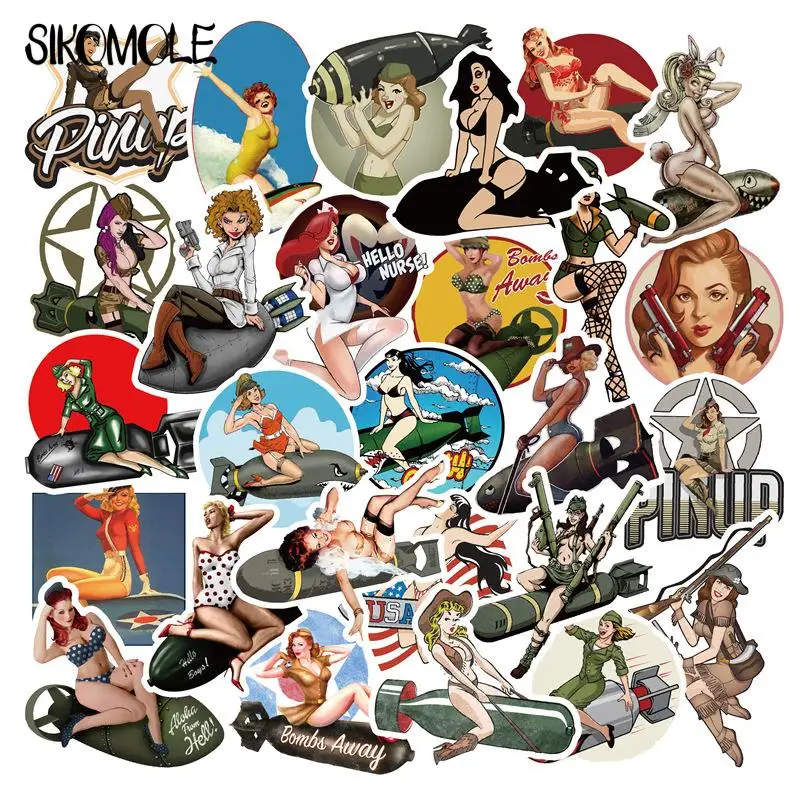 10/30/50PCS Mixed World War II Sexy Pin Up Girl Poster Stickers DIY Toys Car Phone Motorcycle Luggage Laptop Decal Sticker F5