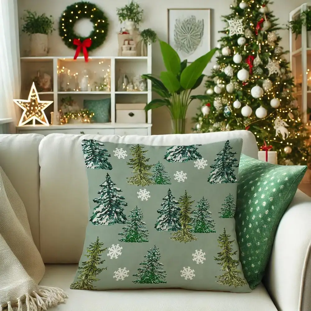 1pcs Classic Santa Claus Series Cushion Pillow Cover Fashion Christmas Theme Snowman Pattern Pillowcase For Home Sofa Decoration