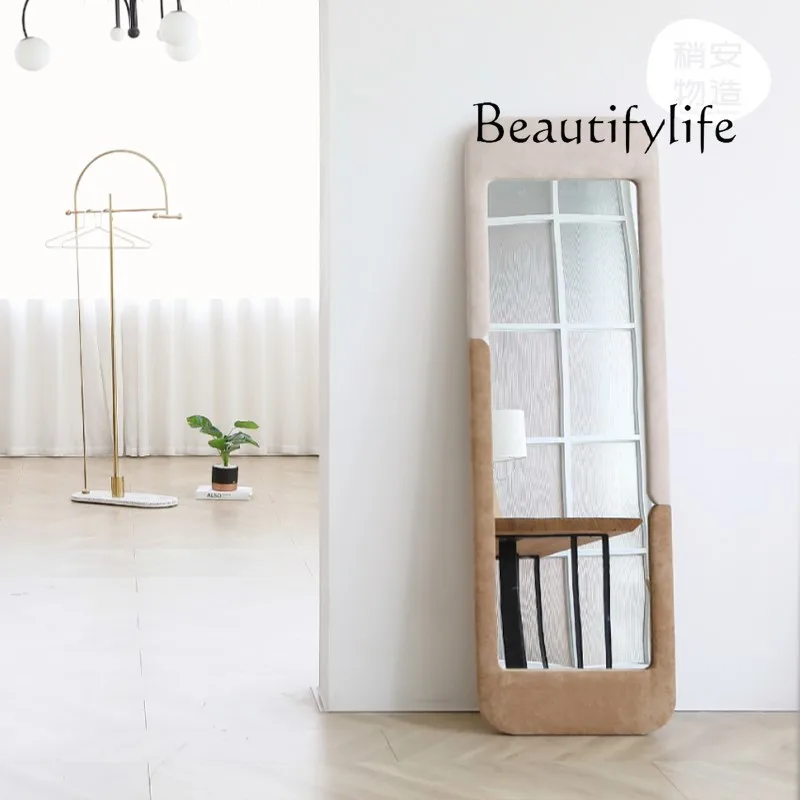 

Full-Length Mirror Home Floor Nordic Soft Bag Bedroom Clothing Light Luxury Wall Mirror